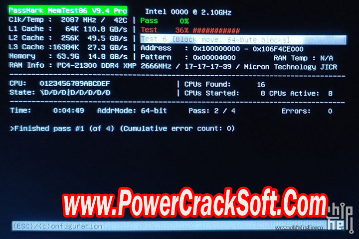 Pass Mark Mem Test 86 Pro 10.1 Build 1000 Free Download with Crack