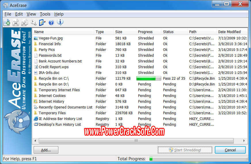 Ace Erase file shredder V 1.0  PC Software with crack