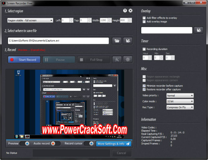Thunder soft free screen recorder V 10.9 PC Software with keygen