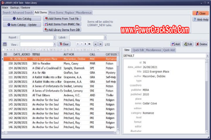 Personal Library Manager 3.0 PC Software